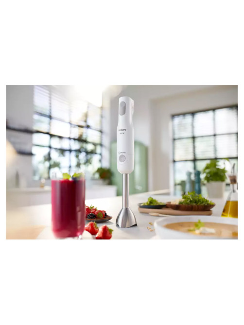 Блендер погружной PHILIPS HR2534/00, 650 Вт, 1 скорость, 1 насадка, стакан, белый