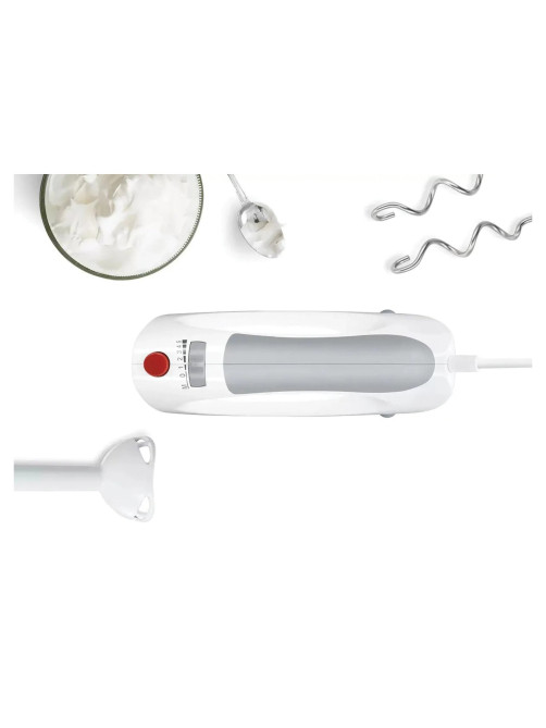 Миксер BOSCH MFQ 3540, 450 Вт, 5 скоростей, 2 венчика, 2 крюка для теста, стакан, белый, MFQ3540