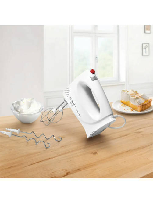 Миксер BOSCH MFQ3010, 300 Вт, 2 скорости, 2 венчика, 2 крюка для теста, белый