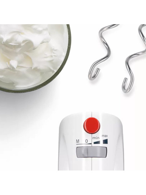 Миксер BOSCH MFQ3010, 300 Вт, 2 скорости, 2 венчика, 2 крюка для теста, белый