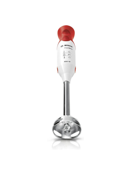 Блендер погружной BOSCH MSM64110, 450 Вт, 2 скорости, 1 насадка, стакан, белый/красный