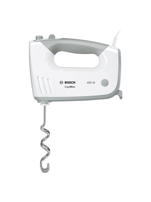 Миксер BOSCH MFQ 36480, 450 Вт, 5 скоростей, 6 насадок, стакан, белый, MFQ36480