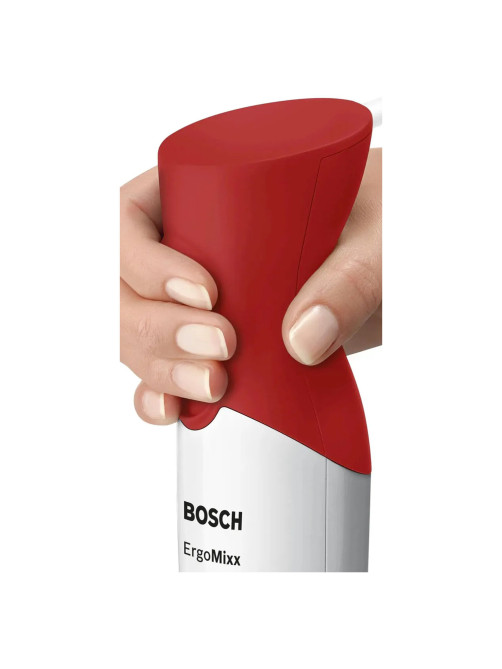 Блендер погружной BOSCH MSM64110, 450 Вт, 2 скорости, 1 насадка, стакан, белый/красный