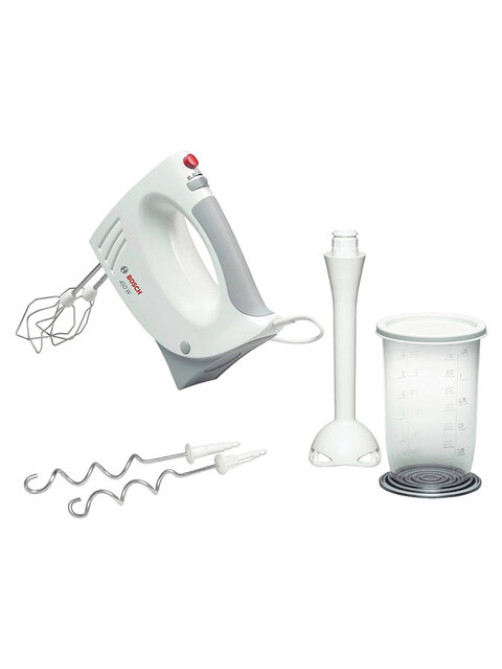 Миксер BOSCH MFQ 3540, 450 Вт, 5 скоростей, 2 венчика, 2 крюка для теста, стакан, белый, MFQ3540