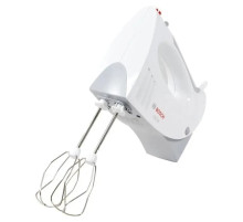Миксер BOSCH MFQ 3540, 450 Вт, 5 скоростей, 2 венчика, 2 крюка для теста, стакан, белый, MFQ3540