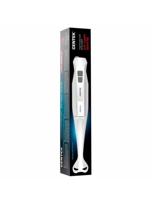 Блендер погружной CENTEK CT-1341, 600 Вт, 2 скорости, 1 насадка, белый, CT-1341 White