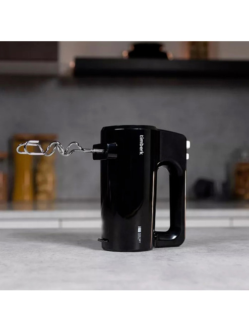 Миксер TIMBERK T-HM40S50, 700 Вт, 5 скоростей, 2 венчика, 2 крюка для теста, контейнер, черный