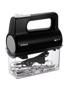 Миксер TIMBERK T-HM40S50, 700 Вт, 5 скоростей, 2 венчика, 2 крюка для теста, контейнер, черный