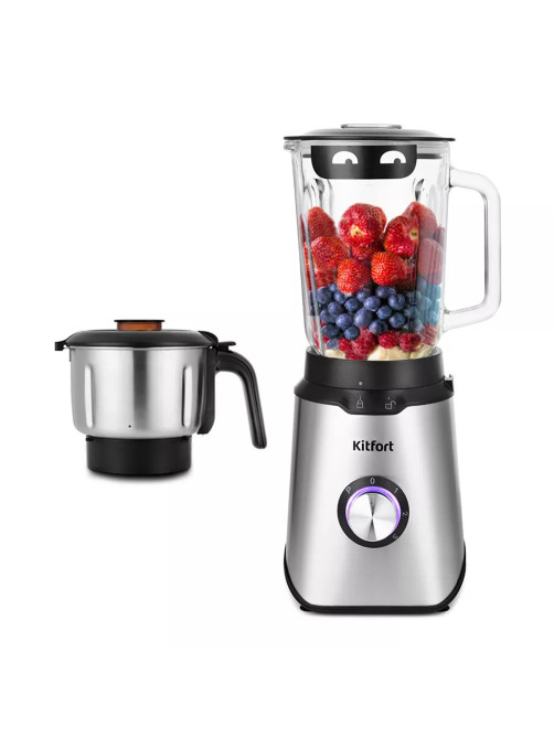 Блендер стационарный KITFORT КТ-1344, 800 Вт, 3 скорости, чаша 1,5 л, металл, черный/серебро