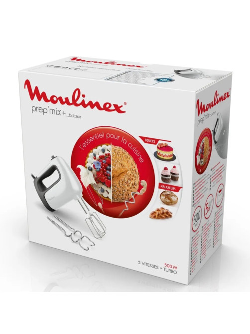 Миксер MOULINEX HM460110, 500 Вт, 5 скоростей, 2 венчика, 2 крюка для теста, белый, 7211004400