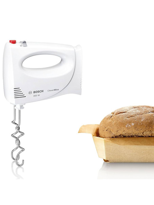 Миксер BOSCH MFQ3010, 300 Вт, 2 скорости, 2 венчика, 2 крюка для теста, белый