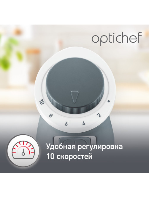 Блендер погружной MOULINEX DD642132, 800 Вт, 10 скоростей, 3 насадки, стакан, белый/серый, 7211002804