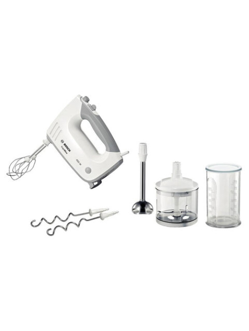 Миксер BOSCH MFQ 36480, 450 Вт, 5 скоростей, 6 насадок, стакан, белый, MFQ36480