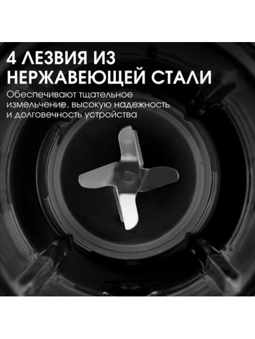 Блендер стационарный BQ (БИ-КЬЮ) SB1008, 1000 Вт, 2 скорости, чаша 1,5 л, пластик, черный/белый, 86192480