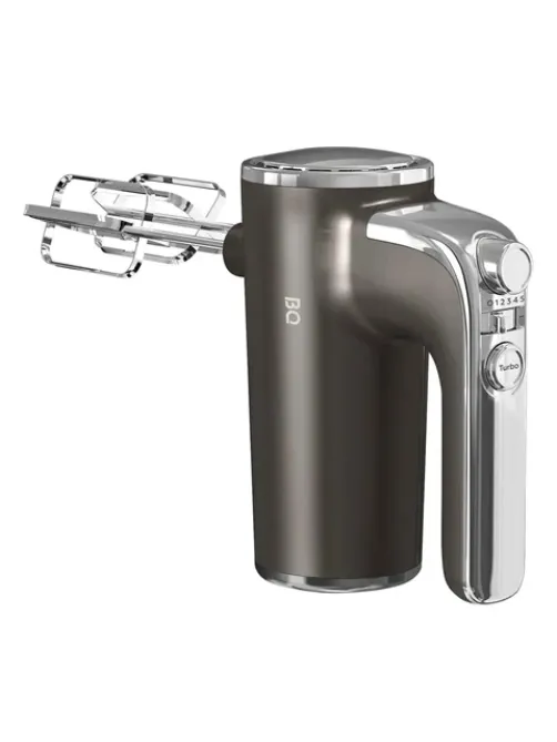 Миксер BQ (БИ-КЬЮ) MX420, 500 Вт, 5 скоростей, 2 венчика, 2 крюка для теста, серый, 86193215