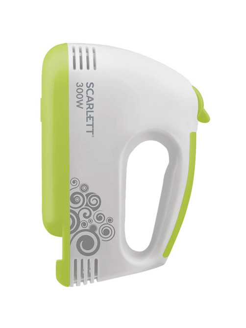 Миксер SCARLETT SC-HM40S05, 300Вт, 7 скоростей, 2 венчика, 2 крюка для теста, белый