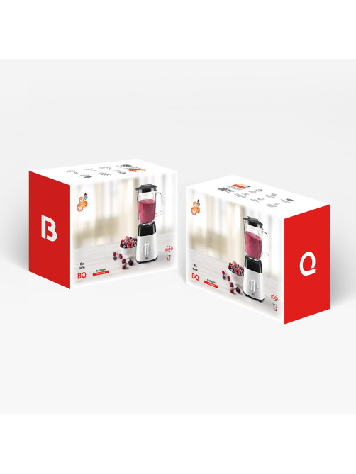 Блендер стационарный BQ (БИ-КЬЮ) SB1008, 1000 Вт, 2 скорости, чаша 1,5 л, пластик, черный/белый, 86192480