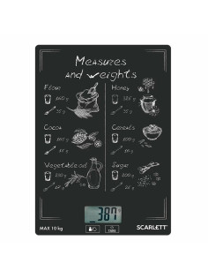 Весы кухонные SCARLETT SC-KS57P64, электронный дисплей, max вес 10 кг, тарокомпенсация, стекло