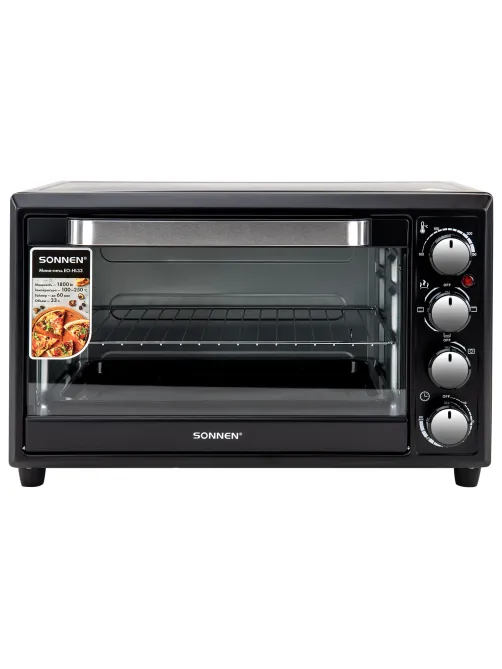 Мини-печь электрическая SONNEN EO-HL33, 1800 Вт, 33 л, 3 режима нагрева, таймер, механическое управление, черная, 458305