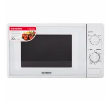 Микроволновая печь SONNEN MW2070B-5MW, 20 л, 700 Вт, таймер, механическое управление, белая, 454654
