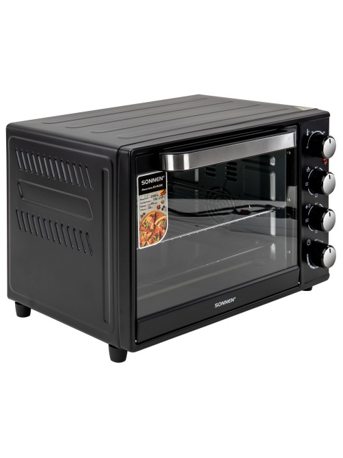 Мини-печь электрическая SONNEN EO-HL38K, 2000 Вт, 38 л, 3 режима нагрева, режим конвекции, таймер, механическое управление, черная, 458306