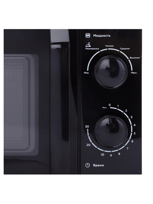 Микроволновая печь SONNEN MW2070BL-6MB, 20 л, 700 Вт, таймер, механическое управление, ручка, черная, 454983
