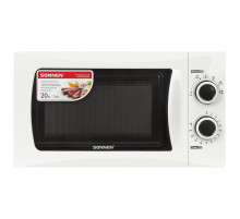 Микроволновая печь SONNEN MW2070H-6MW, 20 л, 700 Вт, таймер, механическое управление, белая, 454652