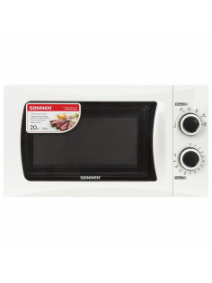 Микроволновая печь SONNEN MW2070H-6MW, 20 л, 700 Вт, таймер, механическое управление, белая, 454652