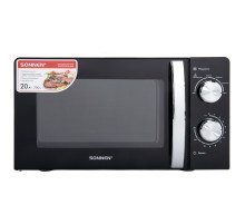 Микроволновая печь SONNEN MW2070BLCR-6MB, 20 л, 700 Вт, таймер, механическое управление, ручка, черная/хром, 454982