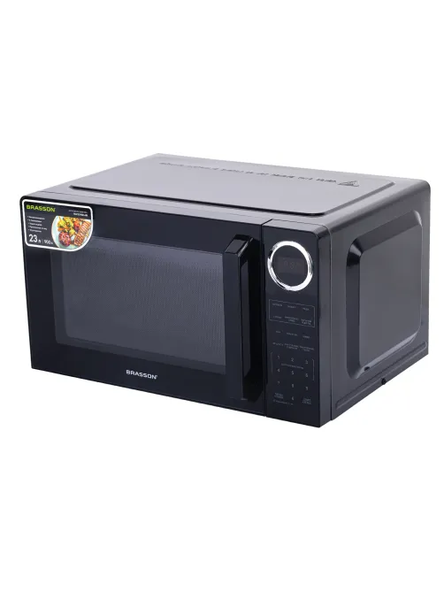 Микроволновая печь BRASSON (БРАССОН) MW2390D-6BL, 23 л, 900 Вт, сенсорное управление, дисплей, таймер, 6 АВТОПРОГРАММ, черная, 454980