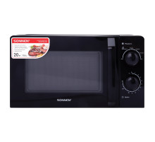 Микроволновая печь SONNEN MW2070BL-6MB, 20 л, 700 Вт, таймер, механическое управление, ручка, черная, 454983
