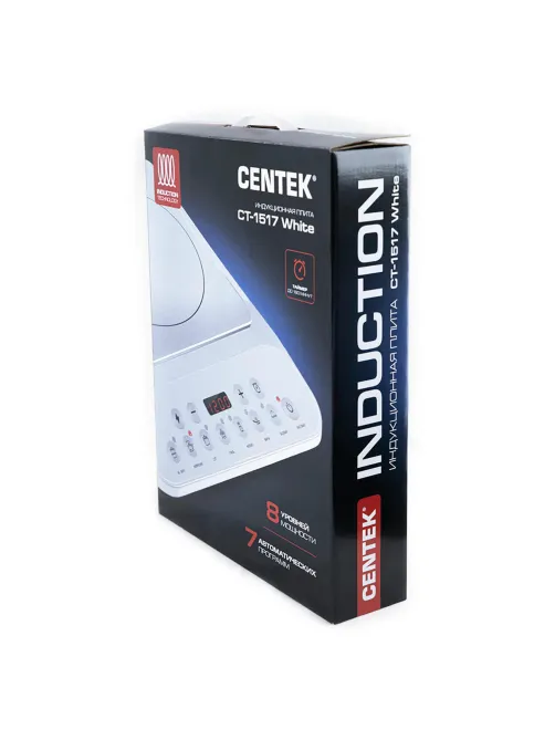Настольная индукционная плита CENTEK CT-1517, 2000 Вт, 7 программ, электронное управление, белая, CT-1517 White