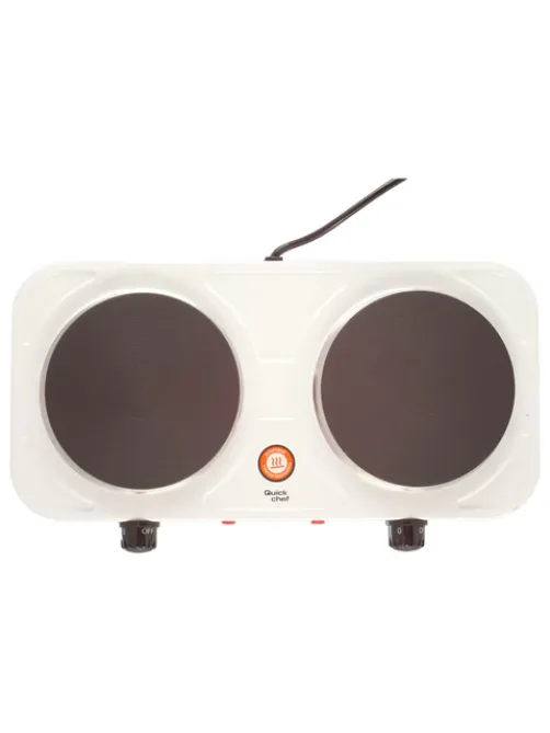Настольная электрическая плита CENTEK CT-1507, 2000 Вт, 2 конфорки, 5 режимов нагрева, белая
