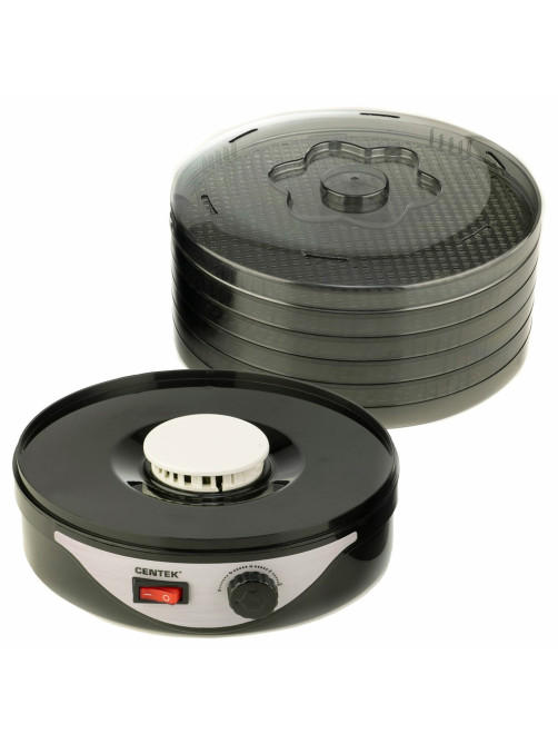 Сушилка для овощей CENTEK CT-1658, объём 4 л, 270 Вт, 5 поддонов, механическое управление, черная