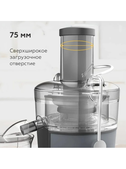 Соковыжималка BQ (БИ-КЬЮ) J1008, 1200 Вт, стакан 1,1 л, емкость жмыха 0,9 л, металл, серый, 86196937