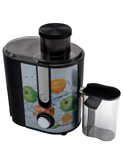 Соковыжималка POLARIS PEA 0829 Fruit Fusion, 800 Вт, стакан 0,35 л, емкость жмыха 1 л, пластик, сталь/черный, 15935