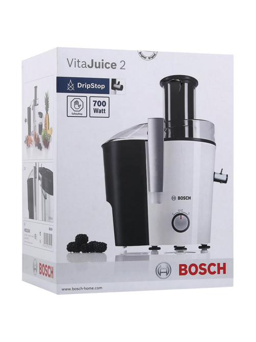 Соковыжималка BOSCH MES25A0, 700 Вт, стакан 1,25 л, емкость для жмыха 2 л, пластик, серая