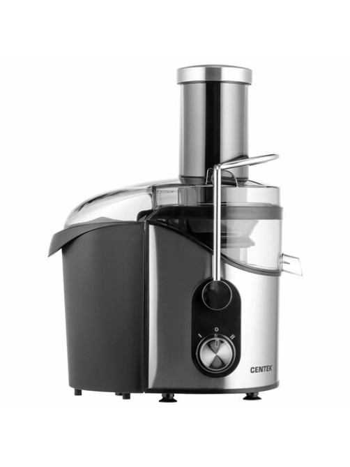 Соковыжималка CENTEK CT-1212, 1200 Вт, стакан 1,1 л, емкость для жмыха 1,7 л, металл, сталь/черный