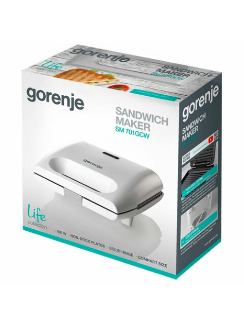 Сэндвичница GORENJE SM701GCW, 700 Вт, белый