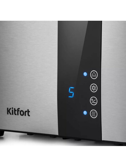 Тостер KITFORT KT-2047, 850 Вт, 2 тоста, 7 режимов, LED-дисплей, сталь, серебристый, КТ-2047