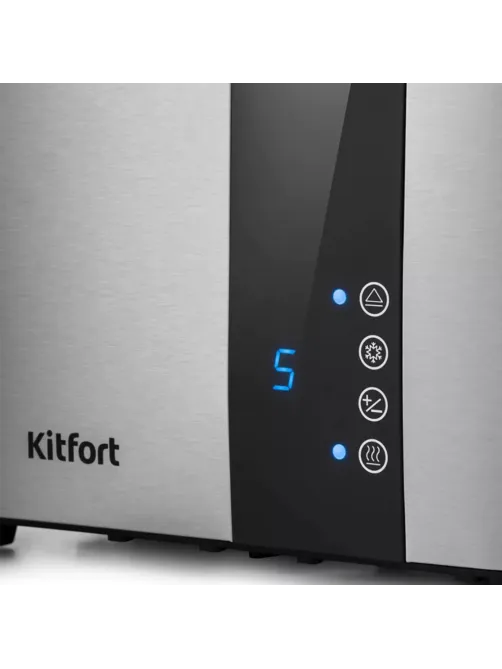 Тостер KITFORT KT-2047, 850 Вт, 2 тоста, 7 режимов, LED-дисплей, сталь, серебристый, КТ-2047