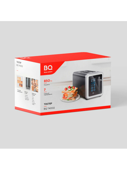 Тостер BQ (БИ-КЬЮ) T4002, 850 Вт, 2 тоста, 7 режимов, сенсорное управление, нержавеющая сталь, 86198225