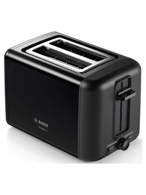 Тостер BOSCH TAT3P423, 970 Вт, 2 тоста, 5 режимов, металл, черный