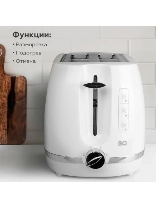 Тостер BQ (БИ-КЬЮ) T1711, 900 Вт, 2 тоста, 6 режимов, пластик, белый, 86189891