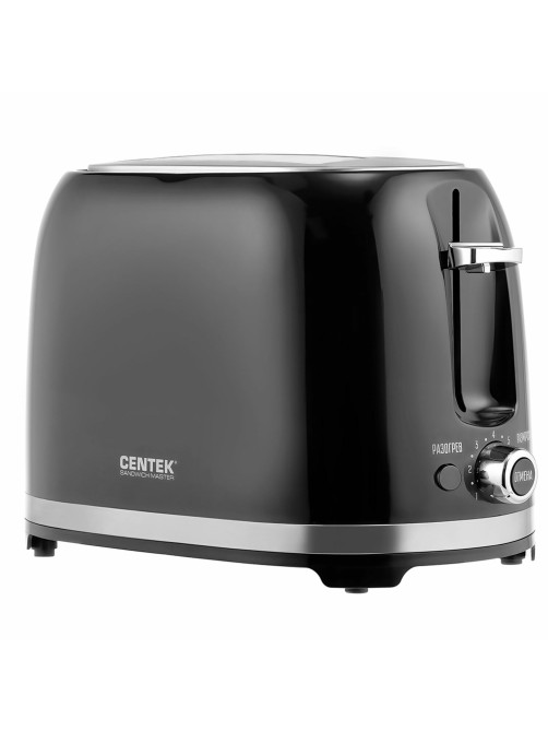 Тостер CENTEK CT-1432, 850 Вт, 2 тоста, 7 режимов, пластик, черный, CT-1432 BLACK