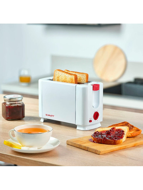 Тостер SCARLETT SC-TM11013, 650 Вт, 2 тоста, 6 режимов, сталь, белый