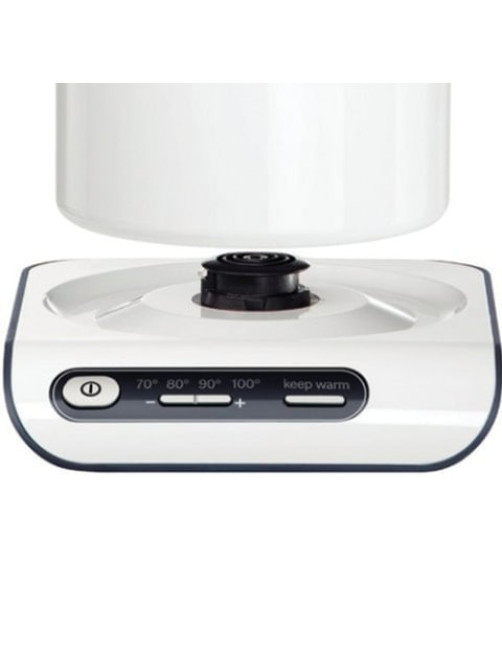 Чайник BOSCH TWK8611P, 1,5 л, 2400 Вт, закрытый нагревательный элемент, нержавеющая сталь, белый