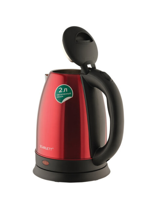 Чайник SCARLETT SC-EK21S76, 2 л, 1800 Вт, закрытый нагревательный элемент, сталь, красный