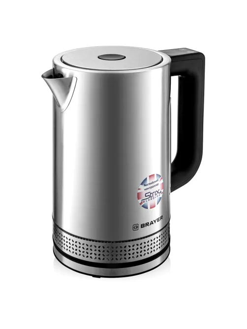 Чайник с терморегулятором BRAYER BR1060, 1,7 л, 2200 Вт, закрытый нагревательный элемент, сталь