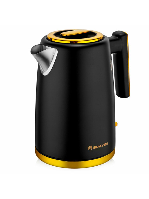 Чайник BRAYER BR1017, 1,7 л, 2200 Вт, закрытый нагревательный элемент, сталь, черный